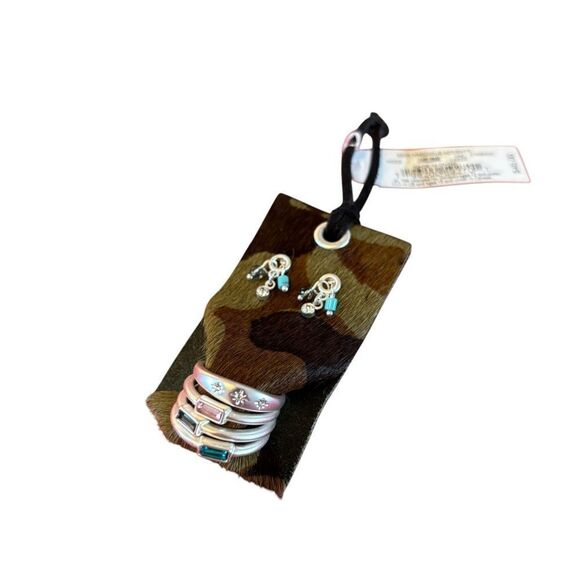 Matte Silver Tone & Faux Multicolor Gemstone Jewelry Set. - Picture 2 of 5